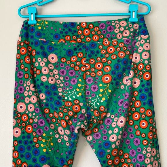 LuLaRoe Green / Pink / Yellow Patterned Leggings Size Tall and Curvy 12/18 - Picture 4 of 10